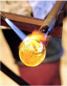 2.70 leafing the glass with a torch