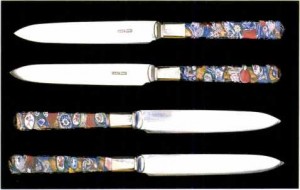 The Art of the Paperweight Lawrence H. Selman -Set of knives with Venetian glass handles