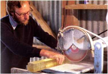 5.123 James Shaw cutting glass from block