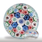 Lot 9 Rare antique Bacchus cruciform close concentric millefiori in a stave basket paperweight