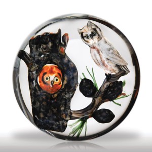 Lot 116 Rick Ayotte 1984 Artist Proof pair of owls paperweight