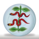 Lot 168 Joe Barker two red snake paperweight