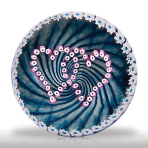 Lot 325 Caithness Glass (1991) “Twin Hearts” millefiori paperweight, by Colin Terris