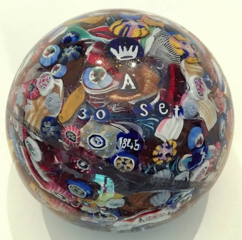 It's easy to figure out when this paperweight was made. Italian artist Pietro Bigaglia included the date of Sept. 30, 1845, and a tiny crown to commemorate a visit to Venice by the king and queen of Greece. - Courtesy of 'Frankenstein'