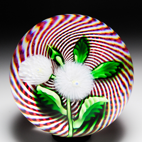 Extremely rare Saint Louis pompoms swirl paperweight.