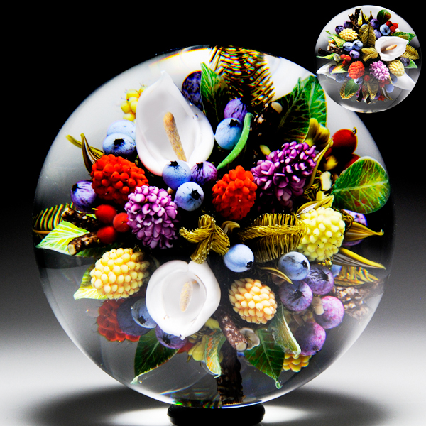 David Graeber 2014 fruit and floral paperweight.