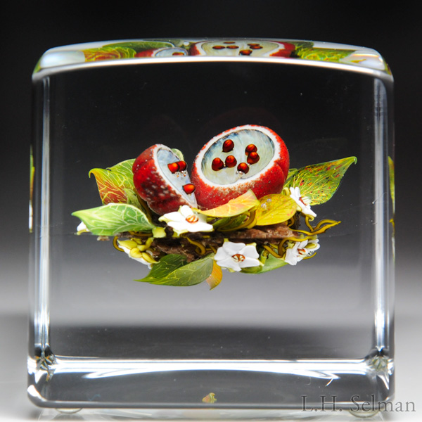 Paul Stankard Passion Fruit Cube Paperweight