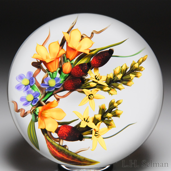 Chris Buzzini 2012 Bellflower Bouquet Paperweight